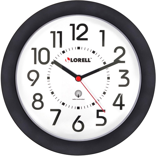 Wall Clock, Arabic Numerals, 9", White Dial/Black Frame