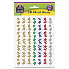 Foil Star Stickers, 1/2" Dia, 686/PK, AST
