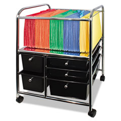 Mobile File Cart, Organizer, w/ Storage Drawers, Silver