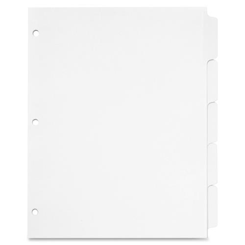 Erasable Tab Dividers, 5-Tabs, 11"x8-1/2", 5/Set, White
