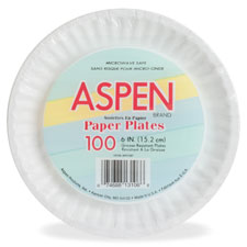 Round Paper Plates, Coated, 6" dia, 1200/CT, White