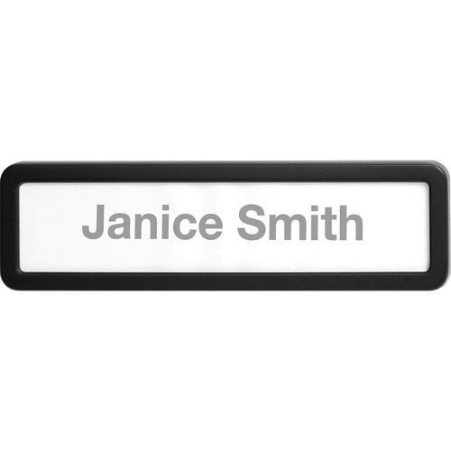 Plastic Cubicle Nameplate, Plastic, Black